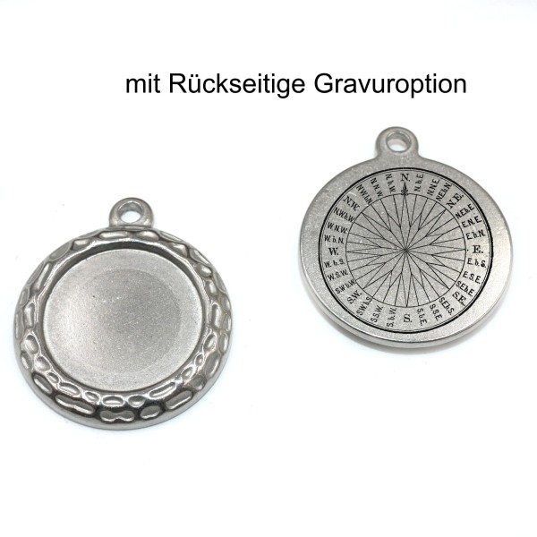 Edelstahl runde Fassung mit Ornament 4117 von diy-Pferdehaarschmuck.de