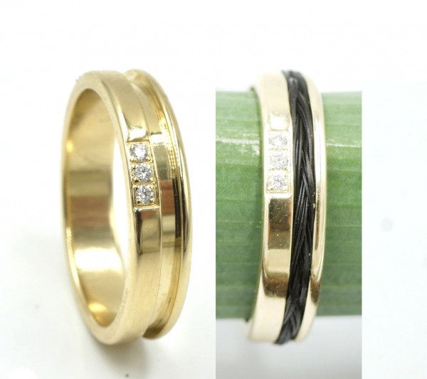 Pferdehaarring, Pferdehaarschmuck,in Gold, Silber mit Brillant Ring für Schweifhaar