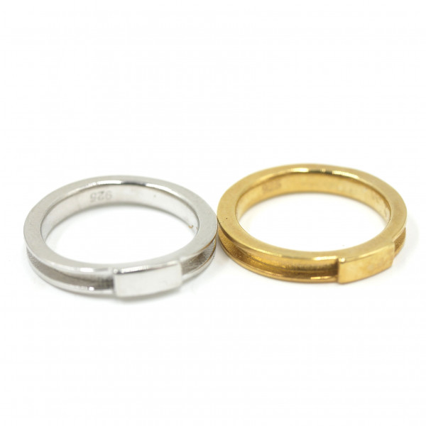 schmaler 925 Silber Ring mit Nut, und Brücke, für Pferdehaar und Einlegearbeiten