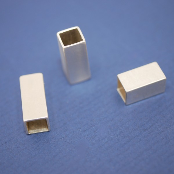 quadratisches Rohr, 4 Kant, 925 Silber, eckige Hülse, Innen: 5mm, L10/15mm Wandstärke 0,5mm (S10/3)