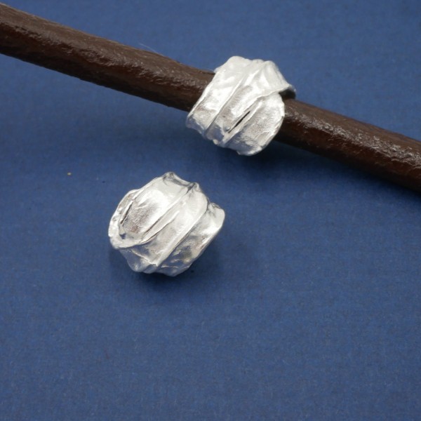 moderne Wickelperle , Großlochperle, Modulperle,matt 925 Silber , innen 4-5mm (S4/C)