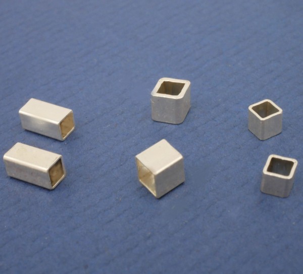 kleine eckigen Hülsen,Zwischenteile 3x4 und 4x4mm ,925 Silber, 3 Variationen, 6 Stück je Design